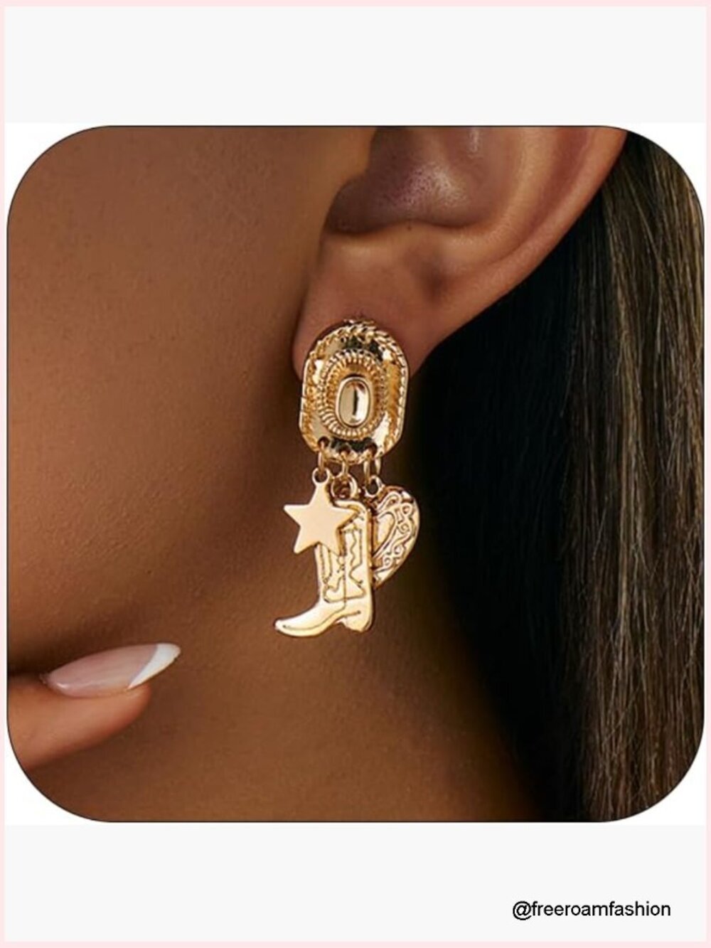 Cowgirl Earrings Western Dangle Hat Boot Boho Jewelry
